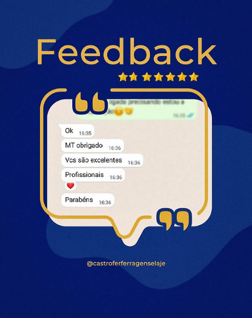 Mensagem de cliente no WhatsApp: vocês são excelentes, profissionais, parabéns